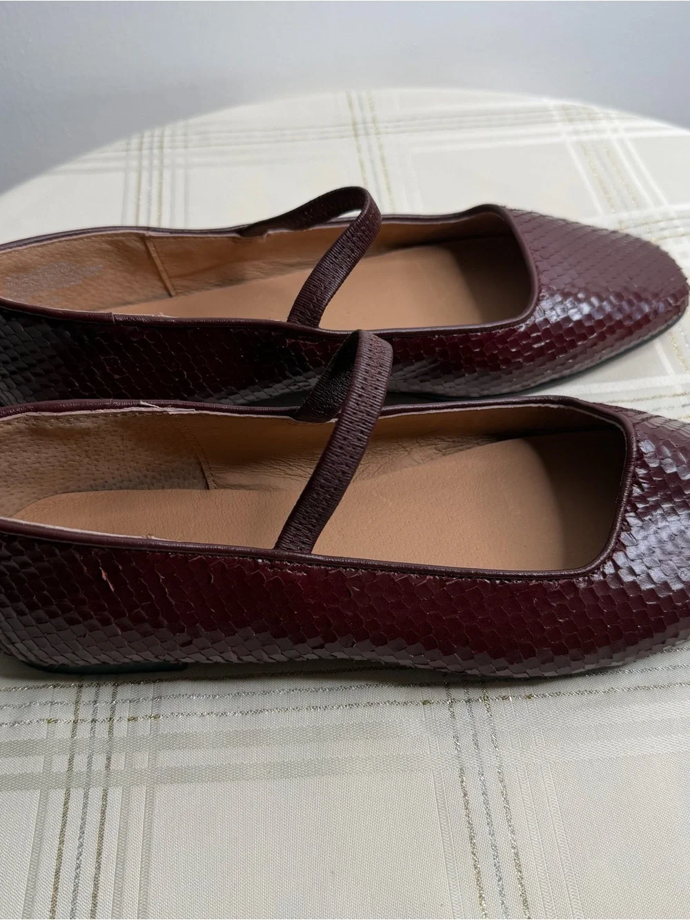Madewell Women's Burgundy Faux-Snakeskin Mary Jane Flats